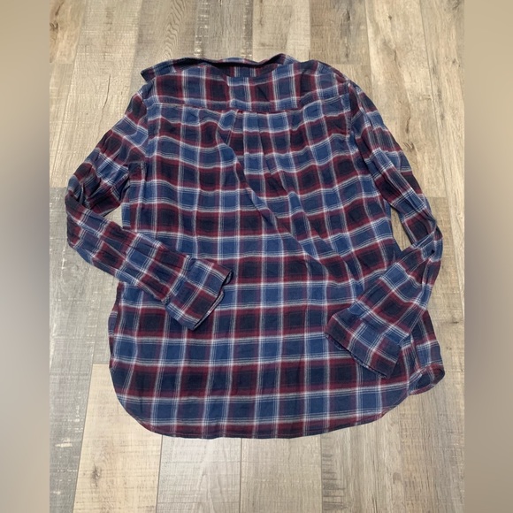 VANS Off The Wall Mens Red White Blue Plaid Flannel Button Up Shirt Size L - Picture 6 of 7